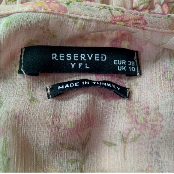 💗 Pink Floral Sheer Lined Midi Length Dress by Reserved • Designed in Poland • - Picture 5 of 7